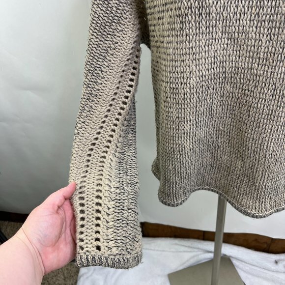 Marla Wynne M Sweater Beige Gold‎ Knit Chunky Long Sleeve Solid - Picture 5 of 14